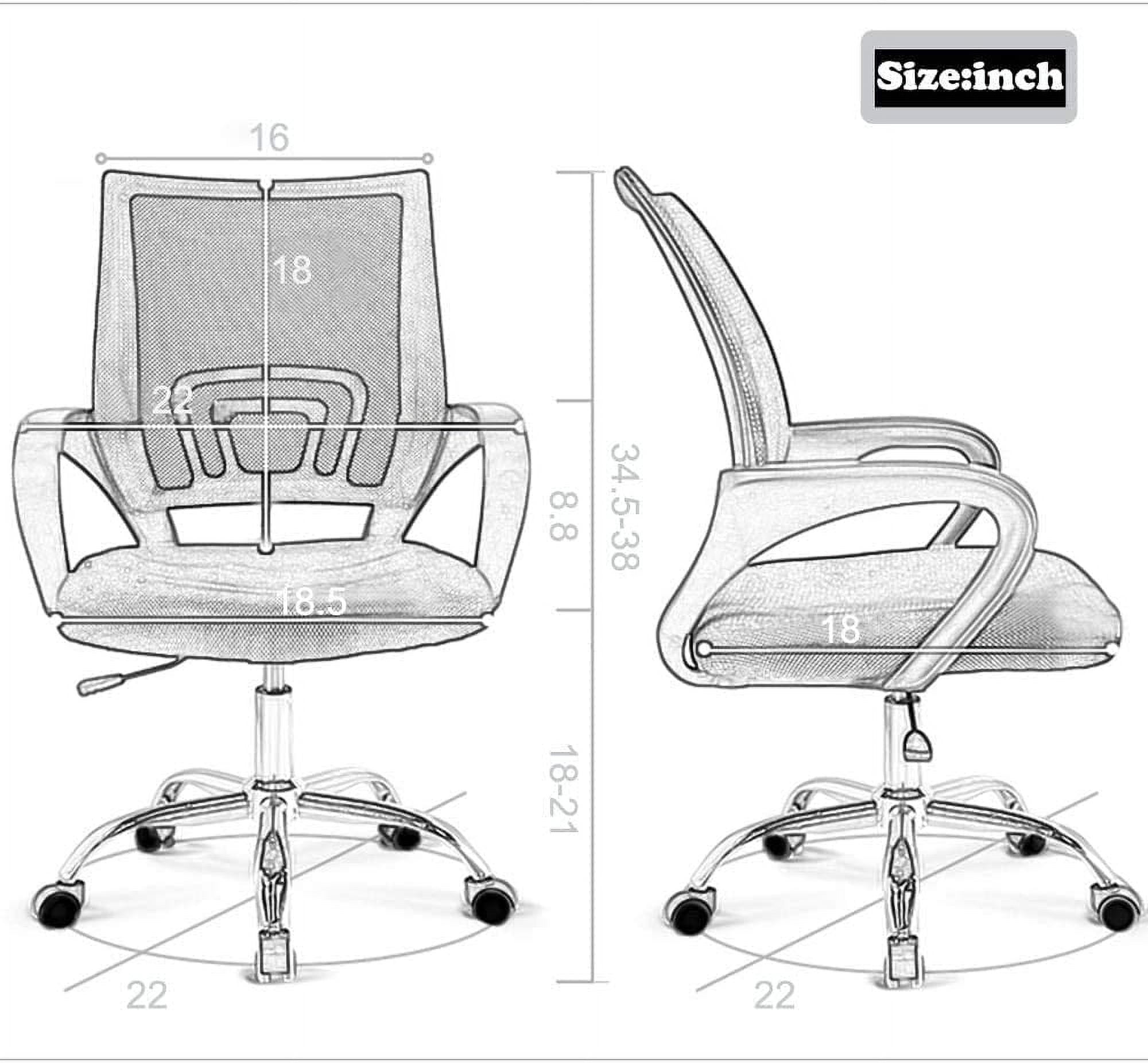 NiamVelo Mesh Office Chair Height Adjustable Ergonomic Computer Desk Chair Armrest Task Chair with Wheels for Adults, Black