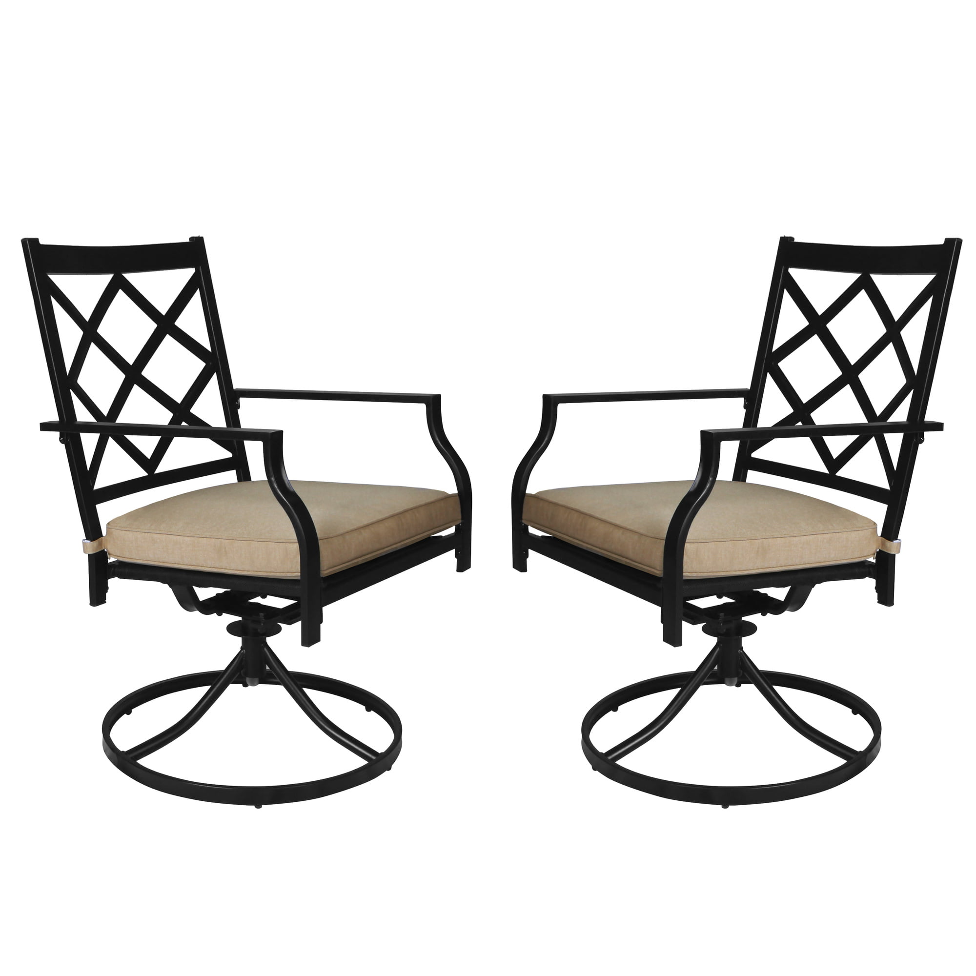 Set of 2 Swivel Dining Chairs Outdoor Patio Deck Seat Furniture Chair Steel Fram 