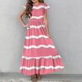 thumbnail image 4 of KkSLirnhs 6 Years Girls Gresses $ 5.00 Summer Short Sleeve Round Neck Print Puff Sundress-Ruffle Flared Mesh Princess Dress Adorable for School Party Performances Pink, 4 of 7