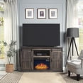 thumbnail image 7 of Myrtle 60" Fireplace with 2 Sliding Doors and Media Wire Management Oak, 7 of 7