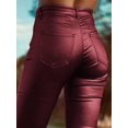thumbnail image 5 of Pantalones con diseño de bota en forma de bota, piel sintética, cintura alta, color rojo, para mujer, 5 of 5
