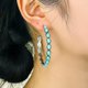 thumbnail image 5 of Pendiente de moda de aro de metal bohemio turquesa, pendientes de aro de imitación turquesa en tono plateado, 5 of 5