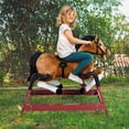 thumbnail image 2 of Durable Spring Rocking Horse with Realistic Sounds, Plush Ride-On Rocker with Steel Frame, Brown, 2 of 8