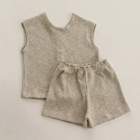 

kpoplk Baby Boy Outfit Baby Girls Boys Summer Outfits Letter Printed Short Sleeve T-Shirt Tops Drawstring Shorts Clothes Set(Khaki)