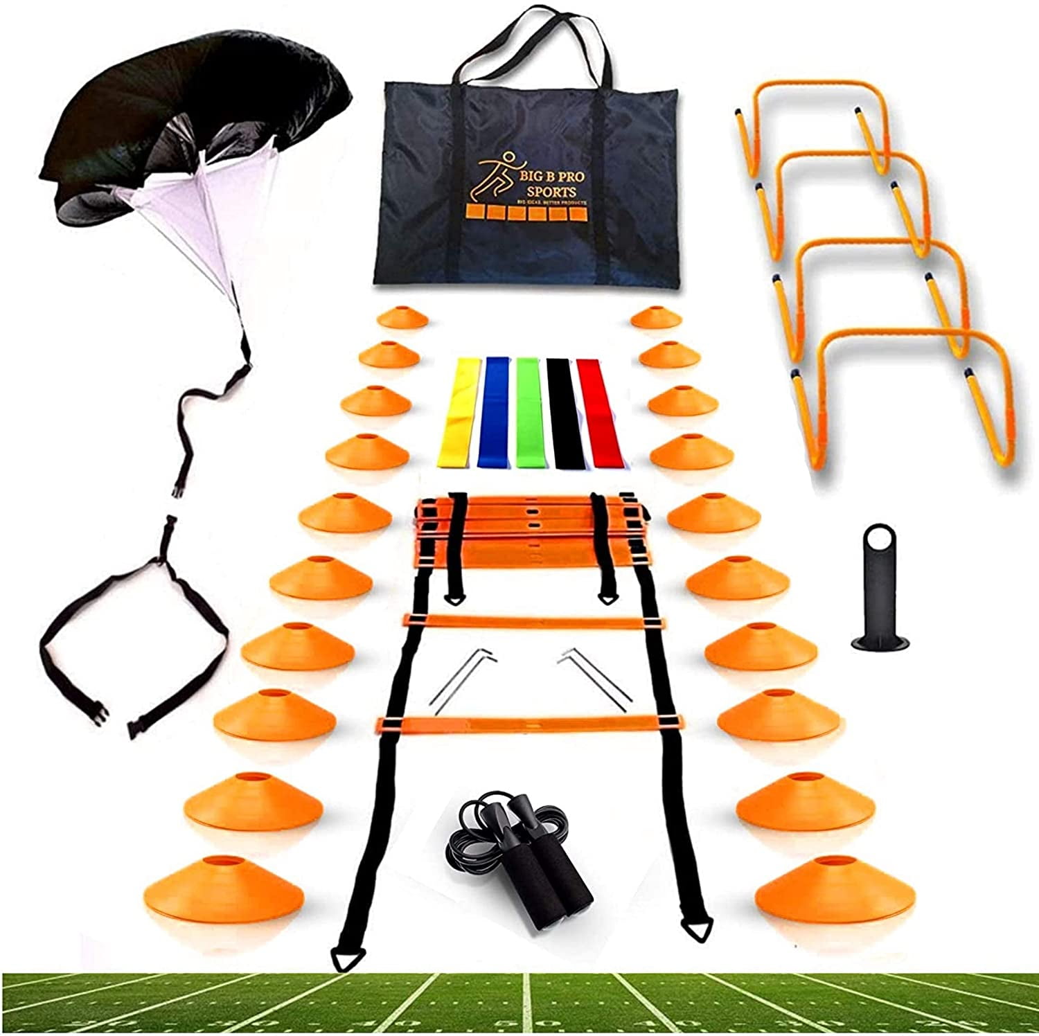 Speed Cones Training & 20ft Agility Ladder Set Lacrosse with Carry Bag Exercise Workout Equipment to Boost Fitness & Increase Quick Footwork Hockey & Basketball Kit for Soccer 