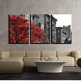 thumbnail image 2 of wall26 - 3 Piece Canvas Wall Art - Red Fall Tree in Black and White NYC Street Scene - Modern Home Art Stretched and Framed Ready to Hang - 16"x24"x3 Panels, 2 of 4
