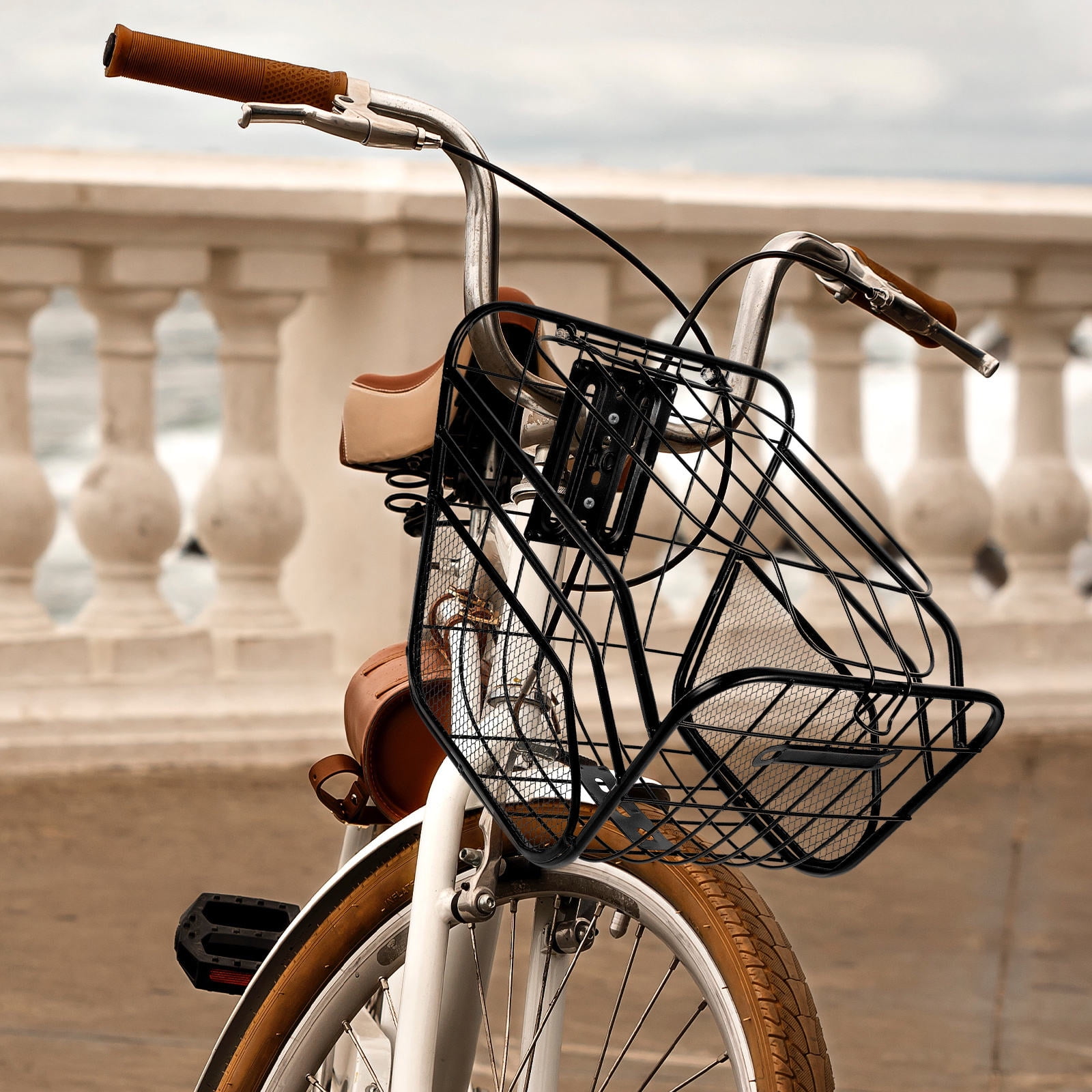 WEUVEB  Durable Metal Front Bicycle Basket Easy Install 2Pcs