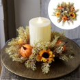 thumbnail image 5 of HomelyJoy Fall Home Decor Candle Holder, Warm Thanksgiving Centerpiece for Dinner Table with Pumpkins Berries and Maples, for Dining Room Desktop Mantel Indoor Decor, 5 of 9