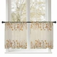 thumbnail image 7 of Sheer Curtains 45 inches Long 2 Panels Set Fall Plants Watercolor Ginkgo Wildflowers Linen Texture Tiers Sheers Rod Pocket Small Window Short Curtains for Kitchen Cafe, Each 52" W x 45" L, 7 of 7