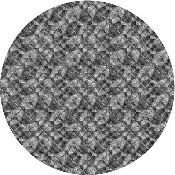 Ahgly Company Indoor Round Patterned Dark Gray Novelty Area Rugs, 5' Round