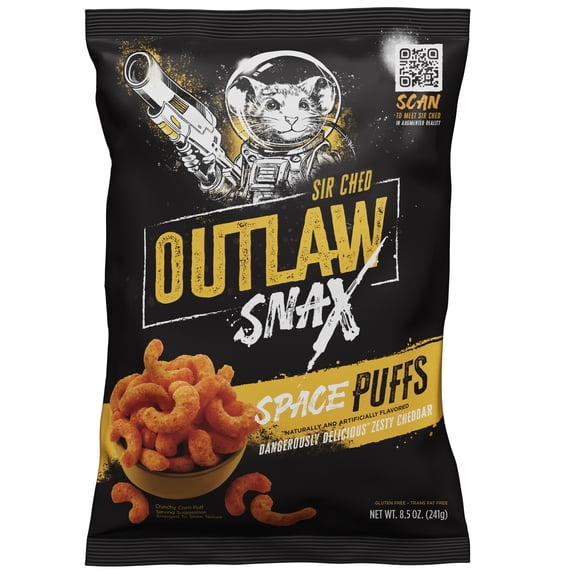 Outlaw Snax Space Puff Cheddar Cheese Flavored Puff 8.5oz Bag
