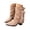 Khaki, variant on Elegant Mid Calf Boots With Western Fringe And Heel for Women Cowboy Style