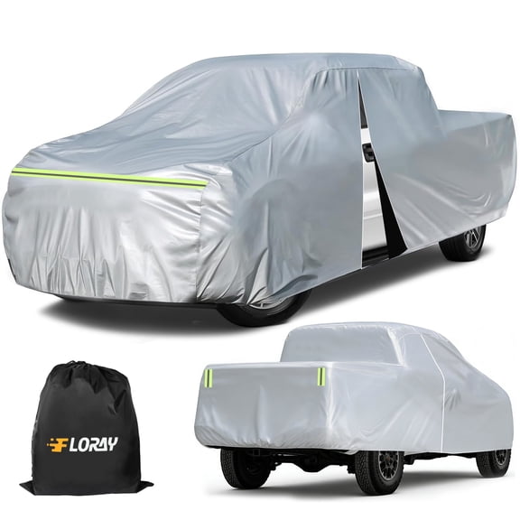 Floray Waterproof All-Weather Truck Cover with Zipper Door – Heavy-Duty Windproof Protection for Standard Pickup Trucks, UV and Snow Guard (PK-L, 236" x 59" x 69")