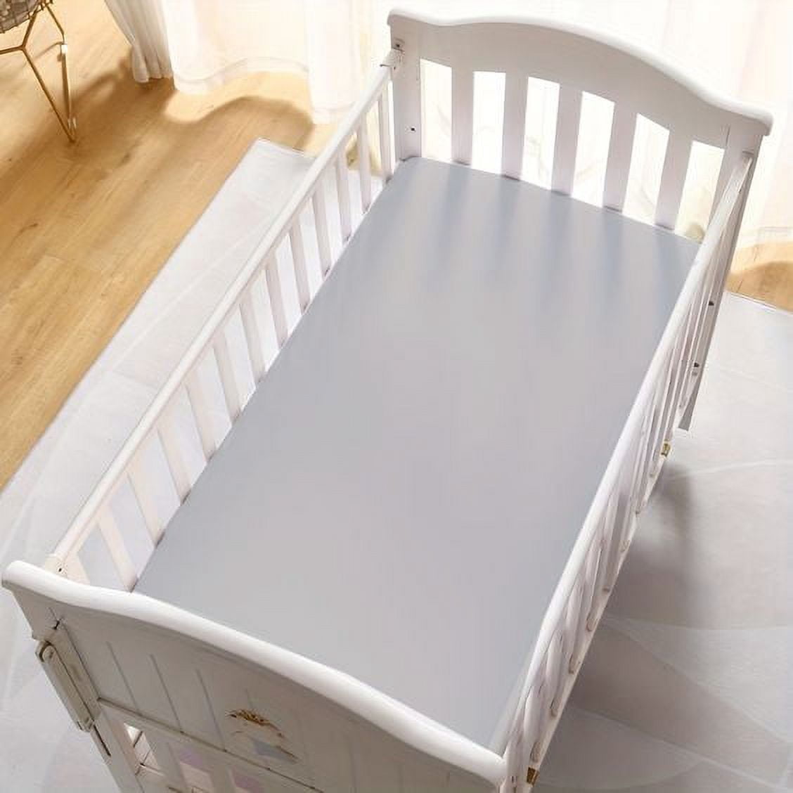 1 PC Cotton Fitted Sheets for Standard Crib Mattress & Toddler Bed Mattress Crib Fitted Sheet (Light Grey, 28x52x8 Inch Drop)
