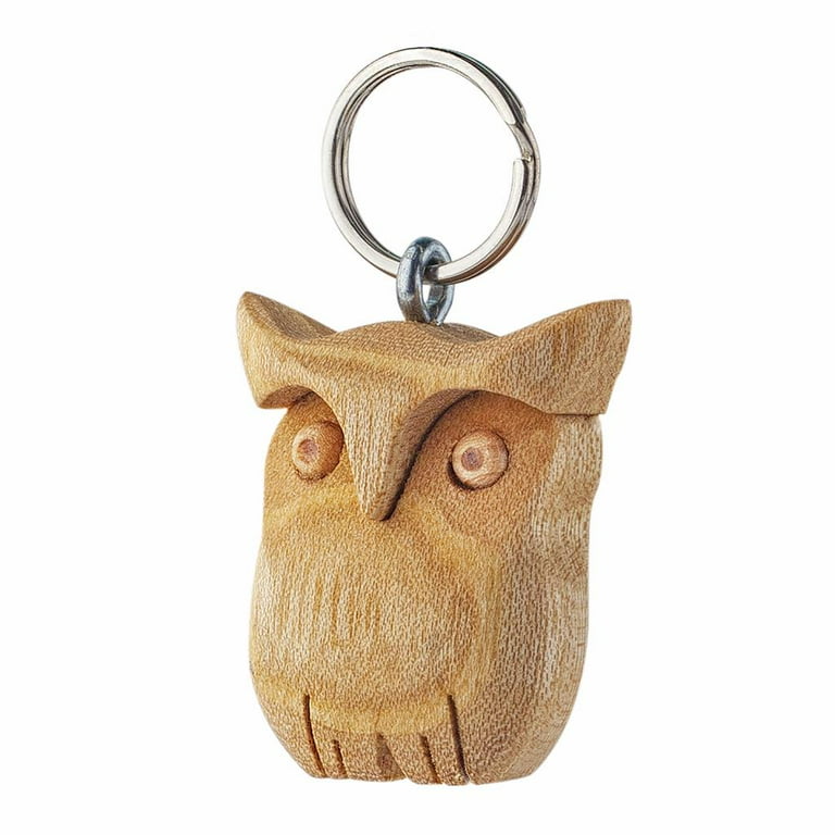Wooden Owl Shaped Keychains Heavy Duty Keyring Key Holder for House Car Office Keys 5pcs