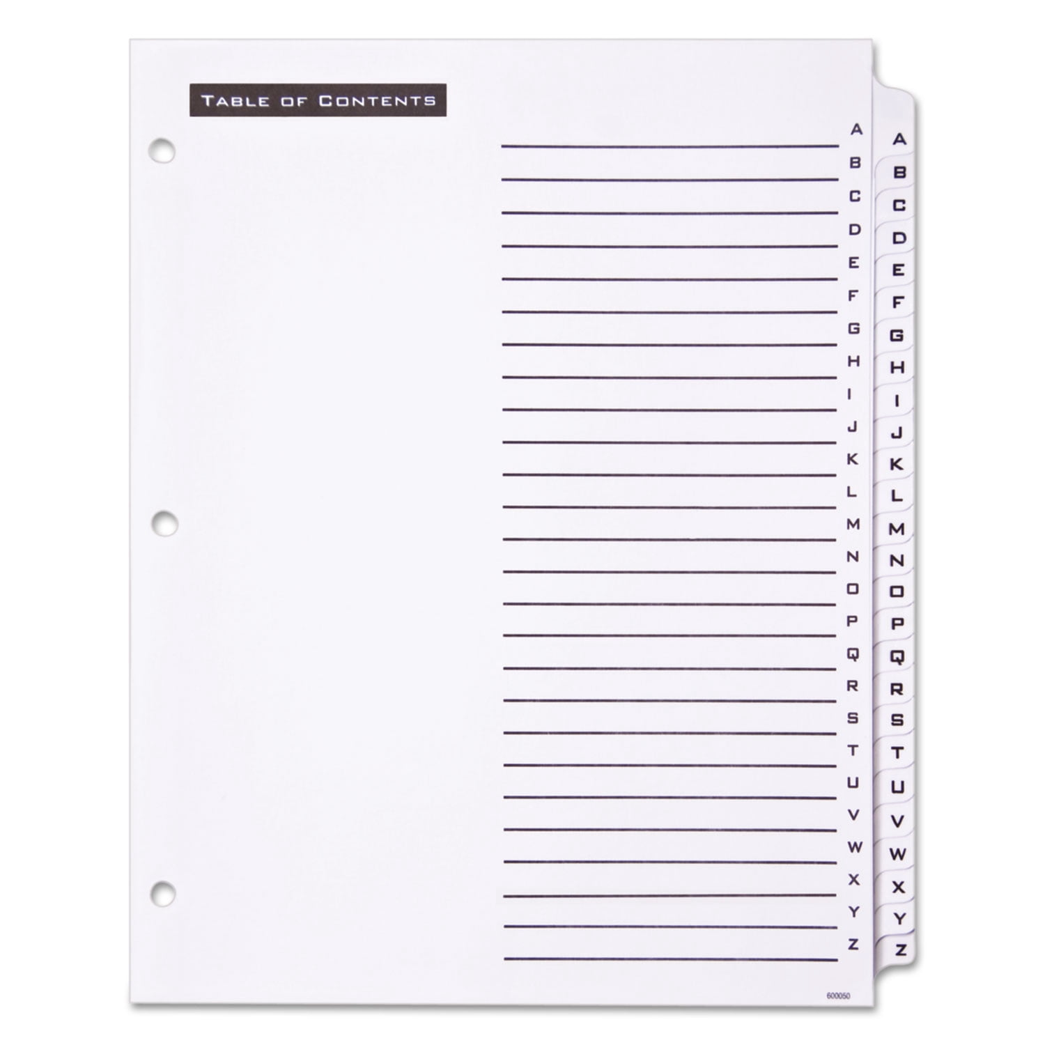 Office Essentials Table & Tabs Dividers with White Tabs, "A-Z" Tab, 1 Set (11676)