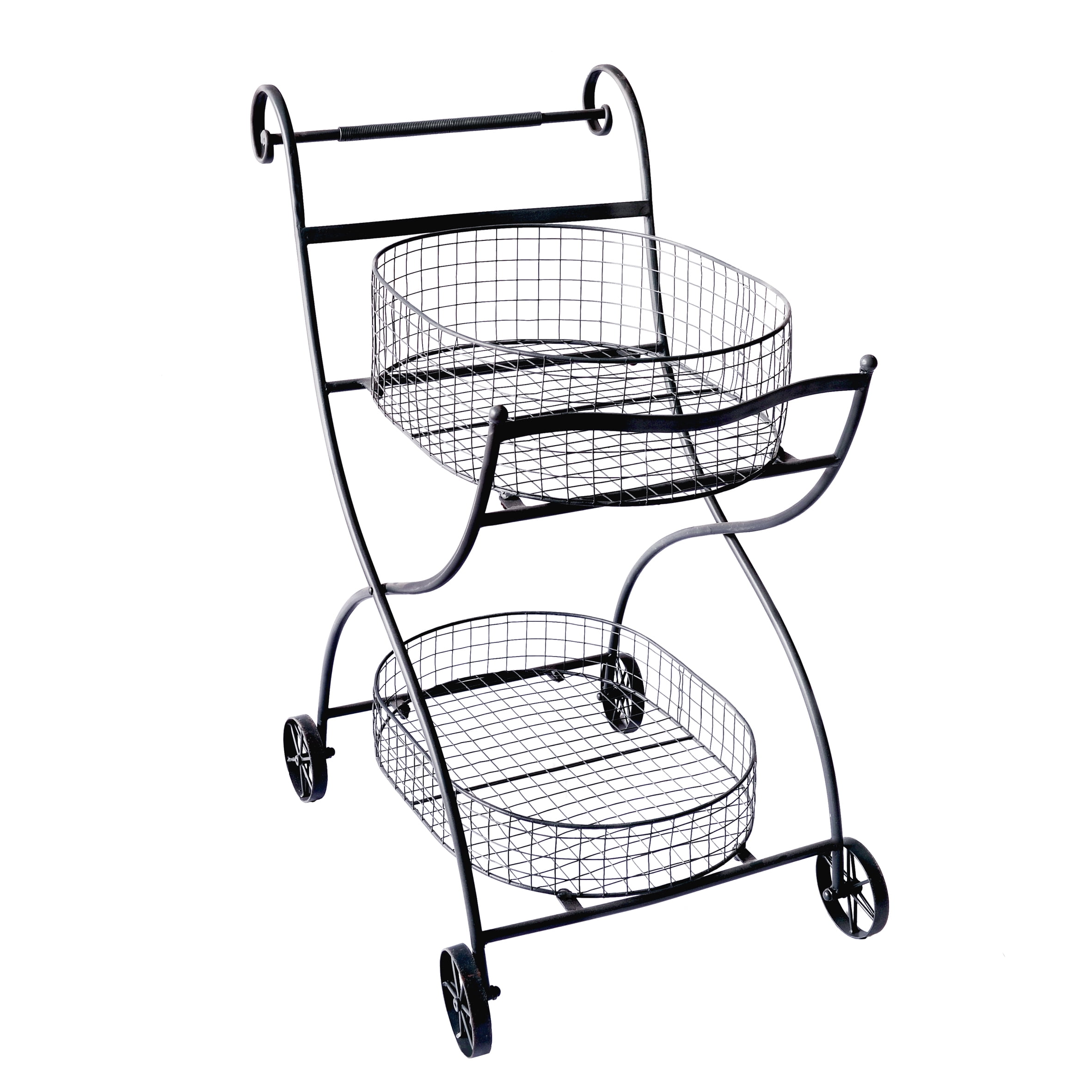 L,300 lb. ZORO SELECT RWR-VER-5050BK Two Tier Shopping Cart,29 In