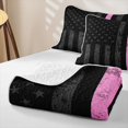 thumbnail image 4 of Manfei Usa Flag Bed Spread Queen,Geometric Stripe Queen Coverlet Set,Black Gray Pink,3 Pieces, 4 of 7