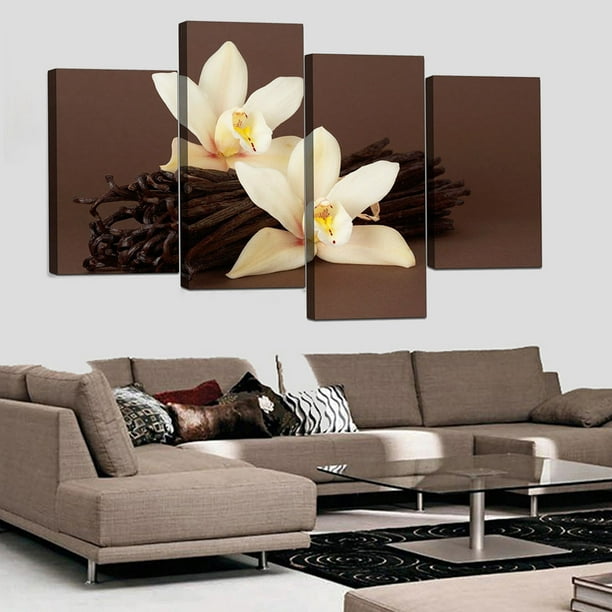 4pcs Large Brown Orchid Fl Canvas Prints Pictures Painting Home Decor Frameless Modern Abstract Wall Art Office Hanging Gift Com - Abstract Wall Art Home Decor