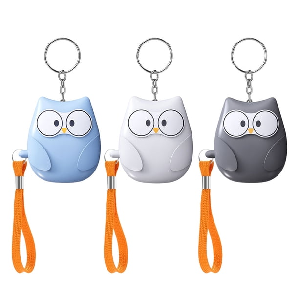 Riwesomey Llavero personal personal de la alarma de seguridad de la alarma 130DB con la luz estroboscópica Artesanía Blanco+Gris+Azul