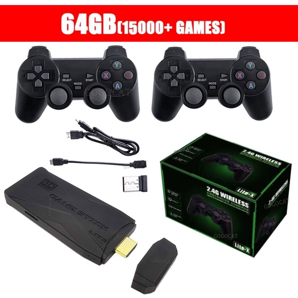 Consolas de videojuegos 4K HD 2,4G inalámbricas 10000 juegos 64GB Retro Mini Classic Gaming Gamepads TV Family Controller para PS1/GBA/MD Deng Xun unisex