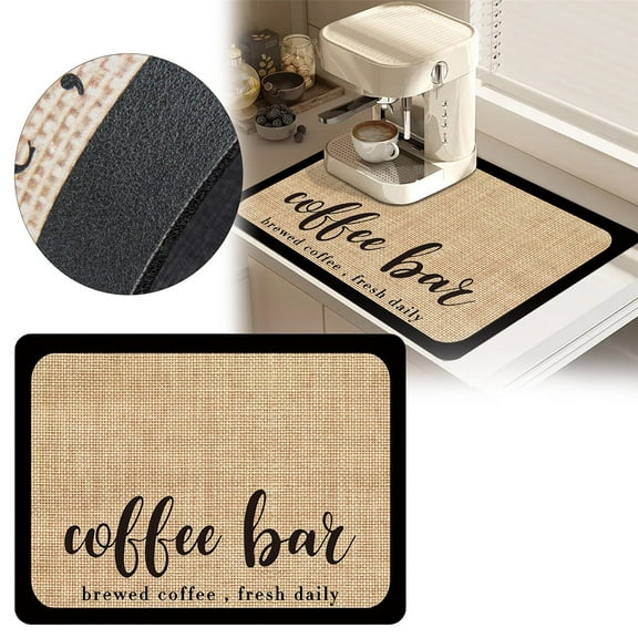 Made of Cloth, 1 Coffee Machine Anti-Slip Mat Once for All Sale! Coffee Mat Hide Stain Rubber Absorbent Dish Drying Mat for Kitchen Counter Fit Coffee
