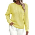 thumbnail image 2 of Craaazy Sweaters for Women Trendy Knit Tops Casual Long Sleeve Crewneck Solid Color Pullover Gifts, 2 of 9