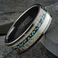 thumbnail image 4 of Men's Black Tungsten Carbide Wedding Band with Deer Antler and Turquoise Inlay - Men's Wedding Ring - Women's Wedding Ring, 4 of 5