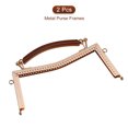 thumbnail image 3 of Metal Purse Frames 2 Pcs Kiss Lock Clasp Embossed Clutch Frame with Handle for Coin Purse Handbag DIY Craft, Gold, 3 of 6