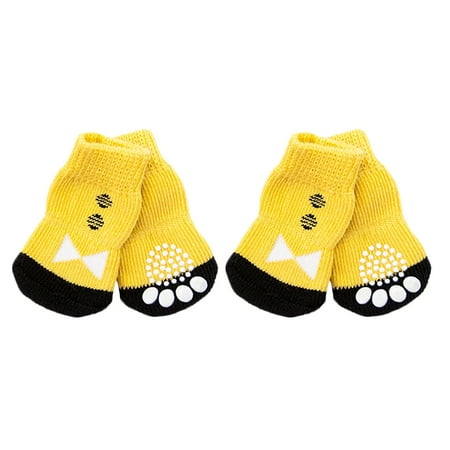 

4Pcs Pet Anti Socks Adorable Stockings Prcatical Footwear Cotton Socks for Puppy Dog (Size S)