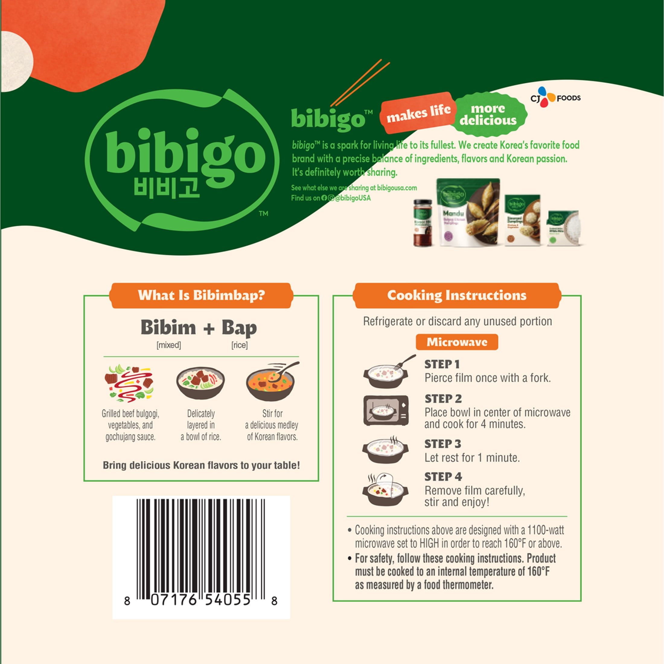 Bibigo Frozen Beef & Vegetable Bibimbap Rice Bowl, 10.0 oz