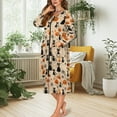 thumbnail image 3 of Xoenoiee Cat Pumpkin Bat Spider Web Print Women Long House Coat Halloween Zipper Front Robes Full Length Nightgowns with Pockets Loungewear Bathrobe, Size S, 3 of 7