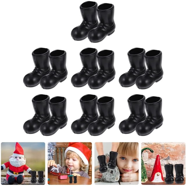 Mini zapatos de Papá Noel, 7 pares de botas de Papá Noel, modelo de mini zapatos de Papá Noel de 1,18 pulgadas, juguetes de zapatos de gnomo