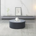 thumbnail image 4 of 35.43 inch Round Coffee Table, Contemporary Cocktail Table with Handcrafted Relief, Modern Circle MDF Center Table Sofa Table for Small Space Living Room Bedroom, Matt Black, 4 of 7