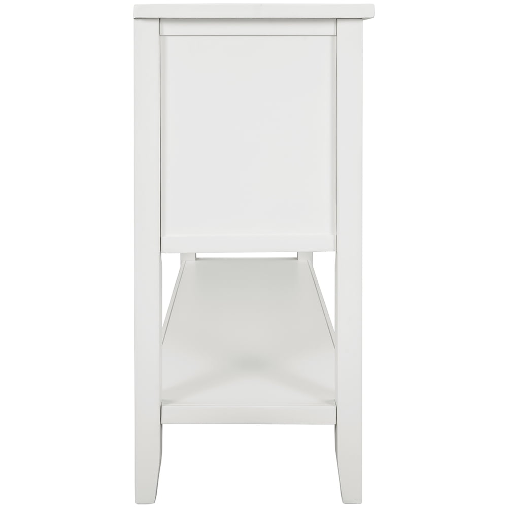 Lowestbest Retro Entryway Table, Buffet Sideboard Console Table with Bottom Shelf (White) Lowestbest Retro Entryway Table, Buffet Sideboard Console Table with Bottom Shelf (White)
