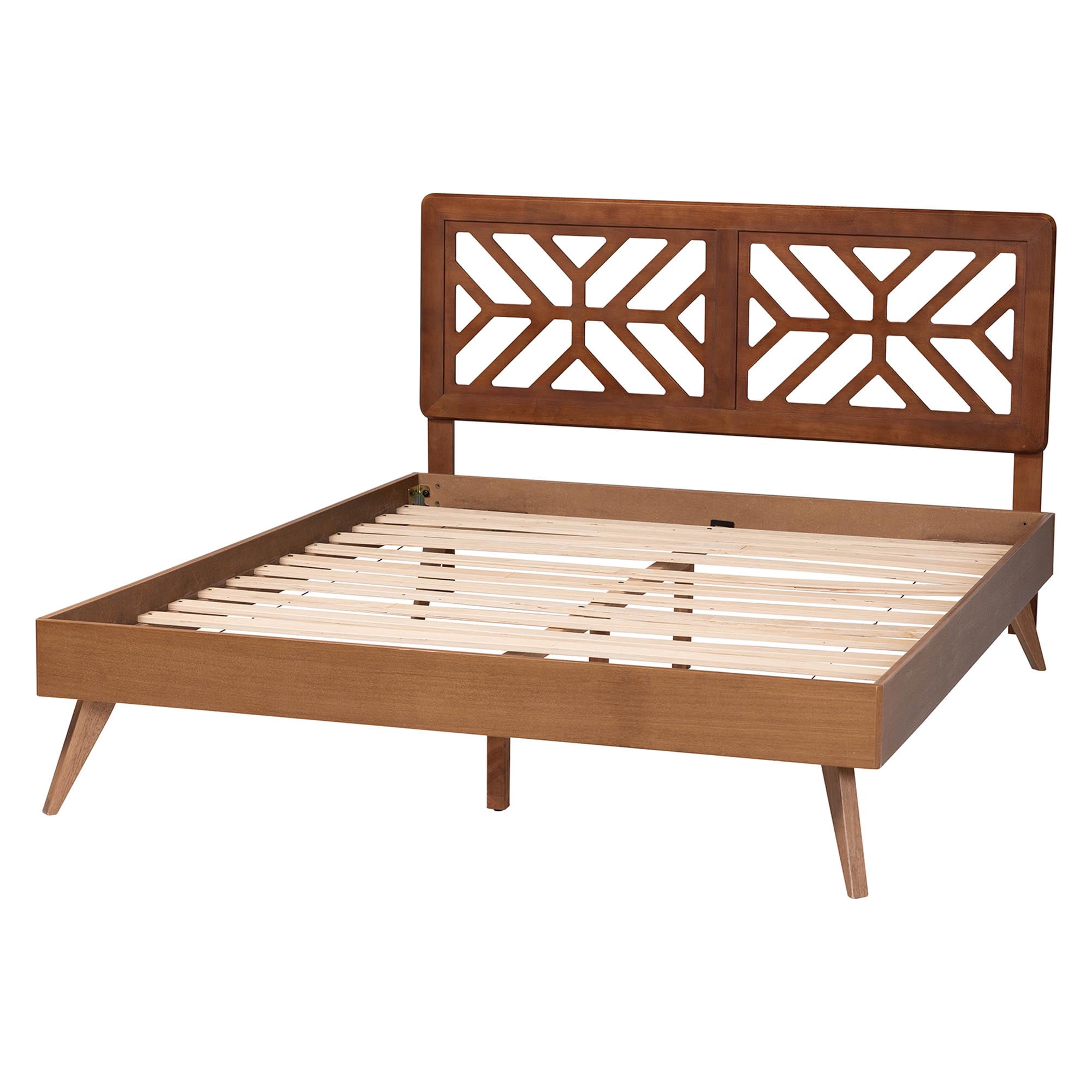 Baxton Studio Kirabo Modern Platform Bed, Queen, Ash Walnut