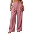 thumbnail image 3 of Busydd Dress Pants for Women Trendy High Waisted Pleated Work Trousers Business Casual Solid Color Slacks with Pockets L, 3 of 8