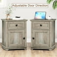 thumbnail image 5 of End Table with Charging Station, 18" Side Table with Drawer, Bedside Table Living Room, 24" Tall Nightstand with Drawer for Bedroom, Light Grey., 5 of 8