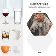 thumbnail image 6 of Kdxio Vintage Floral White Horse Funny Coasters,4 Pcs Leather Coasters,Housewarming Gifts,Protect Furniture from Water Marks Scratch and Damage, 6 of 6