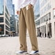 thumbnail image 4 of Pantalones holgados de seda helada con abertura para hombre: color liso, cintura media, diseño drapeado, para el día a día/ocasionales (M-XXXXL), 4 of 8