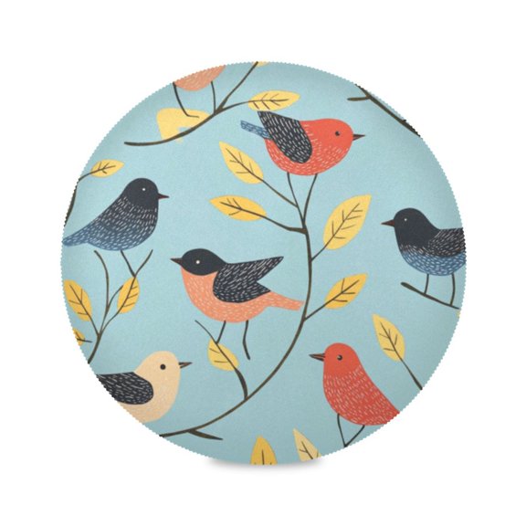 Round Plate Mat 15.4x15.4 Inchesx1 Placemat Table Mat Kitchen Mat Coffee Mat Fabric Thick, Strong Wear-Resistant, Heat Resistance Lovely Colorful Birds2