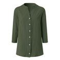 thumbnail image 6 of Godom Womens 3/4 Sleeve Button Down Shirts Cotton Linen Tops V Neck Casual Loose Fit Blouses, 6 of 7