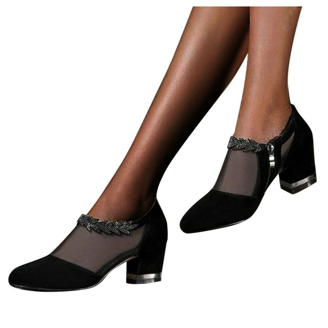 Styesk Bottes pour Femmes Vintage Bottes pour Femmes à Enfiler Bout Pointu Talon Épais Rond Chaussures Courtes Bottes de Travail pour Femmes