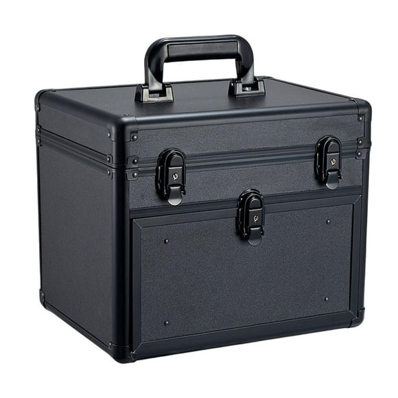 Estuche de maquillaje Sunnimix Organizador de de uñas de viaje de 2 capas para cosmetólogo Peluquero Suministros de belleza Negro normal