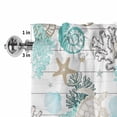 thumbnail image 2 of Turquoise Coral Conch Window Valance for Kitchen, Starfish Turtle Shell Wood Grain Rod Pocket Short Curtain for Small Windows, Light Filtering Decorative Valance, 56 x 16 Inch, 1 Panel, 2 of 9