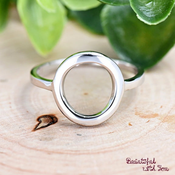 SS DESIGNS Karma Ring, Open Circle O Ring, Open Circle Ring Silver, 925 Sterling Silver Trendy Ring, Womens Silver Ring, Statement Ring