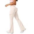 thumbnail image 4 of Womens Yoga Pants Flare Leggings with Cargo Pockets Scrunch Butt Lifting High Waist Tummy Control Gym Workout Bootcut Beige L, 4 of 6
