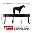 thumbnail image 4 of Jeffers Wall Mount 4 Hook Horse Tack Rack, Horse Standing - Black Metal Organizer for Bridles Halters, Reins, Lead Ropes, Stable, Garage, Farmhouse, 4 of 7