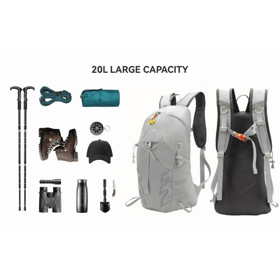 Outdoor Backpack - Foldable 25L Large Capacity Backpack with Accessories, White
