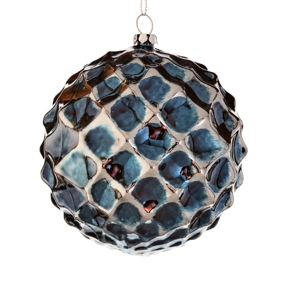 10 cm Blue Chrome Honeycombed Ball Ornament.